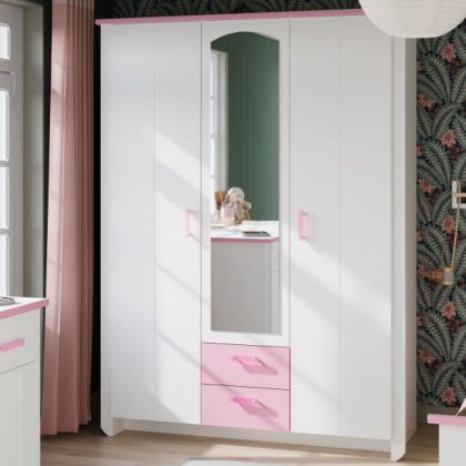 Kinderkast Robinson 3 deuren Wit/Roze