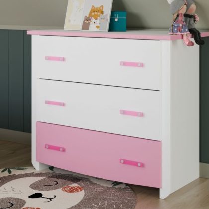 Commode Robinson 3 lades Wit/Roze