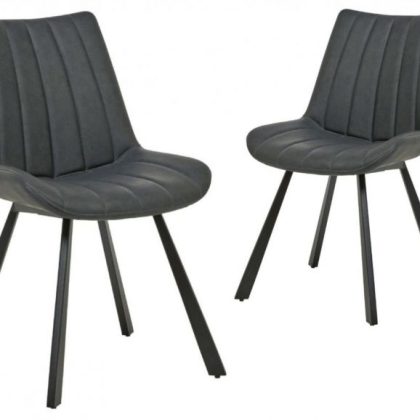 Eetkamerstoel Ottiz Vintage Antraciet/Zwart