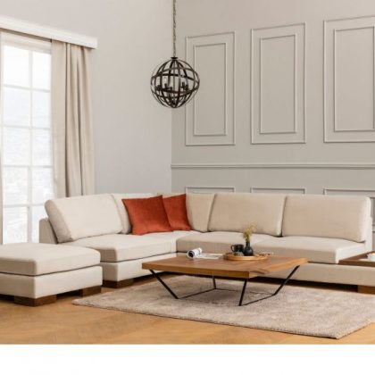 Hoekbank TUZLA met Longchair Links Beige Stof