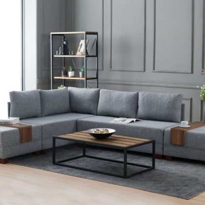 Converteerbare Hoekzetel FLIPPER met Longchair Links Grijs