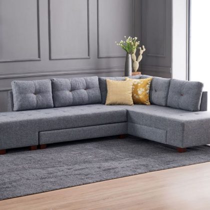 Converteerbare Hoekbank MANDALA met Longchair Rechts Grijs