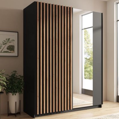 Kledingkast Gonzola 150cm Zwart/Artisan Eik