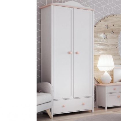 Kinderkast Lucia 2 deuren Wit/Roze