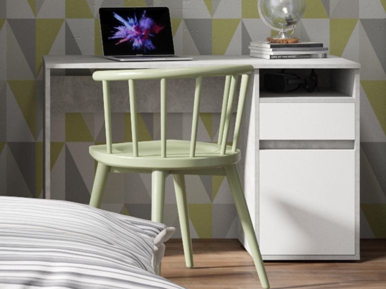 Kinderbureau Sammou 1 deur 1 lade Beton/Wit