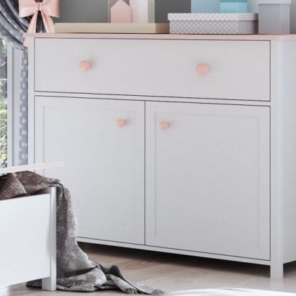 Dressoir Lucia 2 deuren 1 lade Wit/Roze