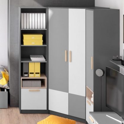 Hoekkast Pika 2 deuren Wit/Lichtgrijs