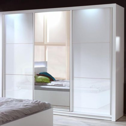 Kledingkast Siella 258cm Hoogglans Wit