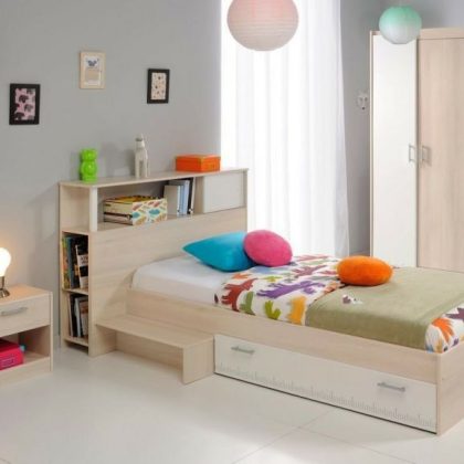Complete Kinderkamer Carl 90x190cm Gerookte Acacia/Wit