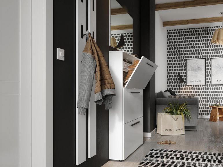 Schoenenkast UTANA 3 Deuren 100 cm Wit - Afbeelding 3