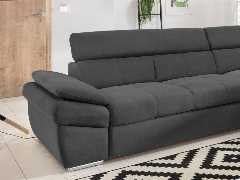 Converteerbare Hoekbank ANGITE met Longchair Rechts Stof Antraciet - Afbeelding 3