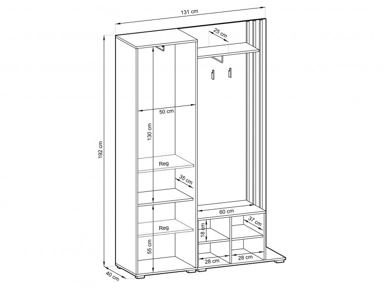 Vestiaire MELODY 2 Deuren Artisan Eik - Afbeelding 3