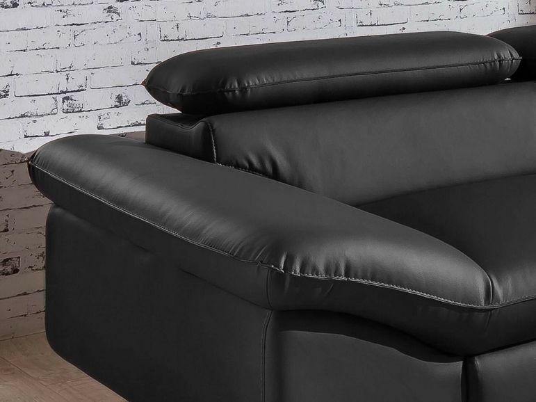 Converteerbare Hoekbank DODGE met Longchair Rechts Eco-Leder Zwart - Afbeelding 3