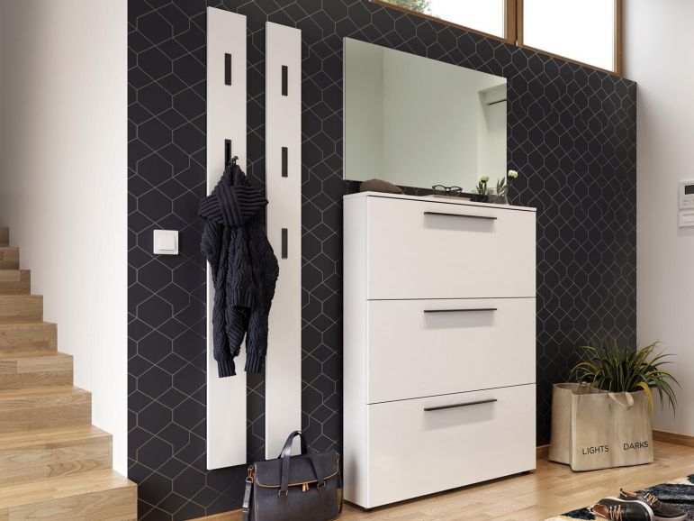 Schoenenkast UTANA 3 Deuren 100 cm Wit - Afbeelding 4