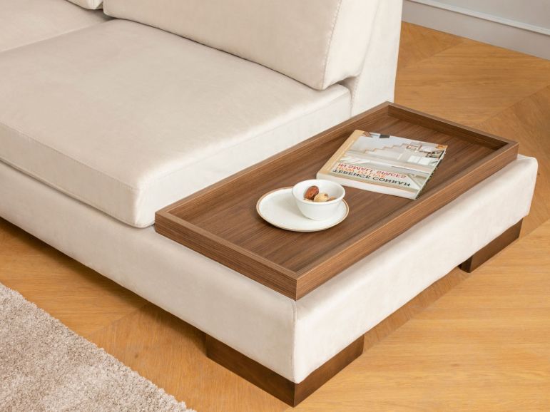 Hoekbank TUZLA met Longchair Links Beige Stof - Afbeelding 4