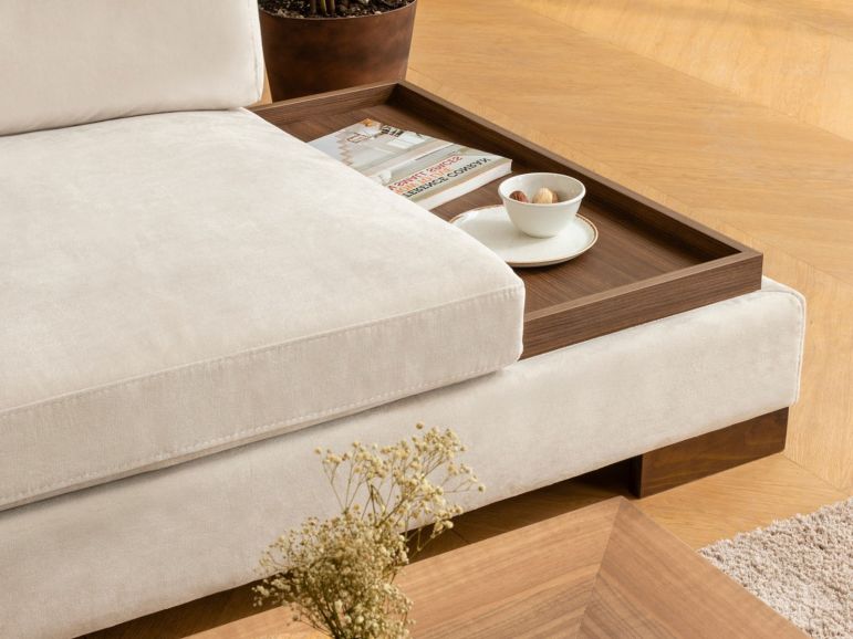 Hoekbank TUZLA met Longchair Links Beige Stof - Afbeelding 5