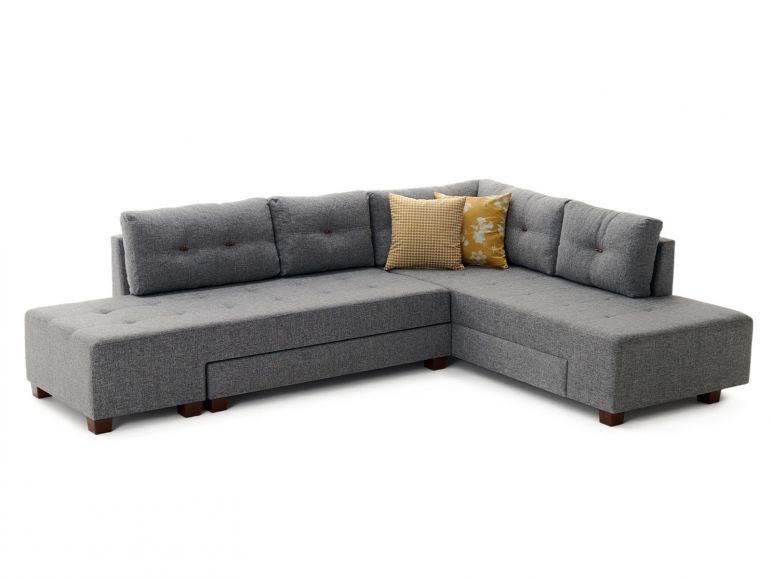 Converteerbare Hoekbank MANDALA met Longchair Rechts Grijs - Afbeelding 5