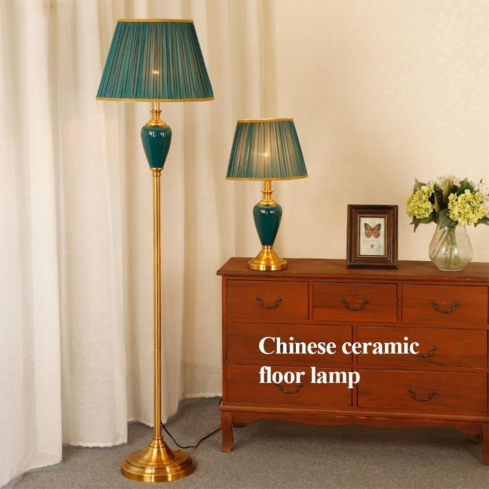 Vloerlamp en Tafellamp Set Klassiek – Groen met Goud - Afbeelding 5