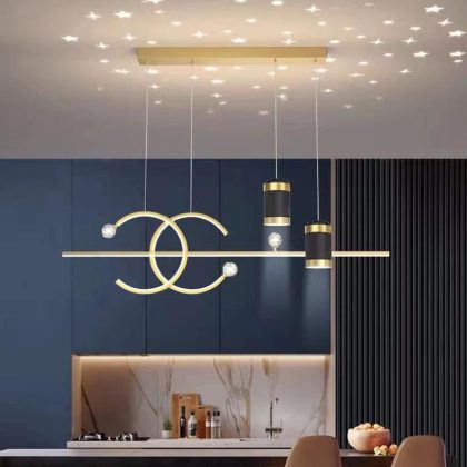 Hanglamp Modern LED Eettafel – Goud met Sterrenprojectie