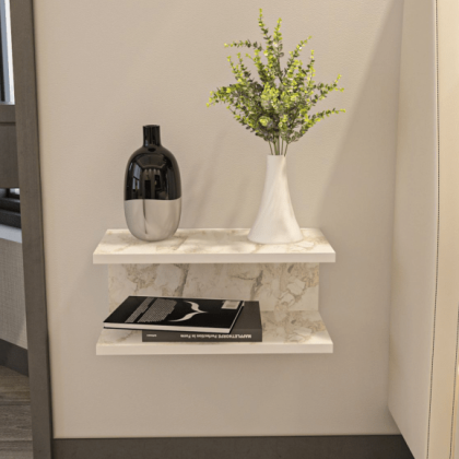 Zwevend Nachtkastje Ramen 45cm Wit Marmer