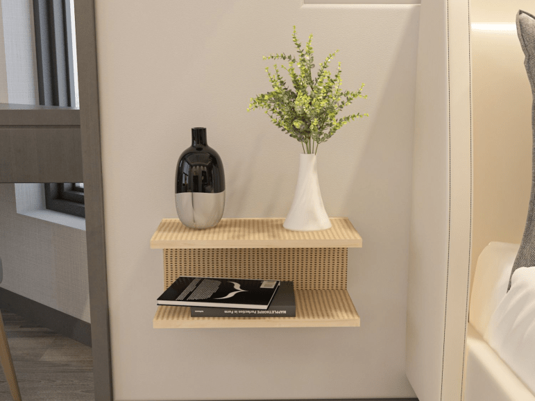 Zwevend Nachtkastje Ramen 45cm Rotan Look