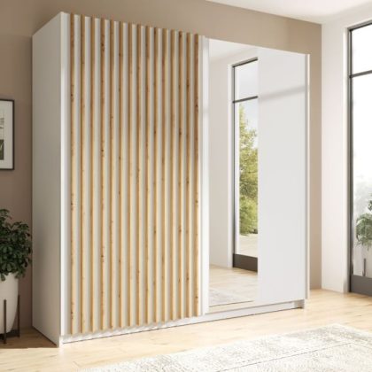 Kledingkast Gonzola 200cm Wit/Artisan Eik