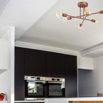 Plafondlamp Florus 6 lampen Koper