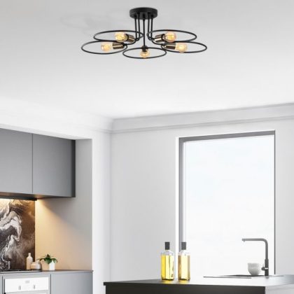 Plafondlamp Beckenham 5 lampen Zwart