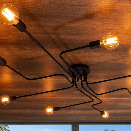 Plafondlamp Truvana 8 lampen Zwart