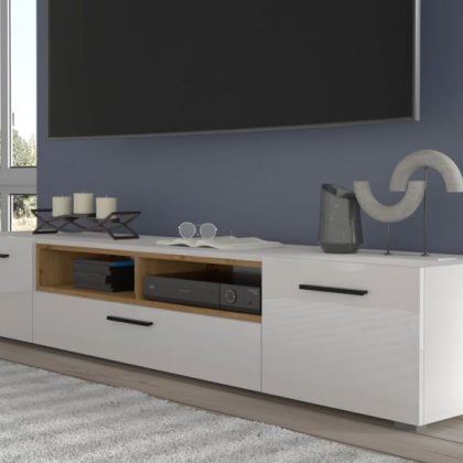 TV-meubel Anita 3 deuren 2 vakken Wit/Artisan Eik