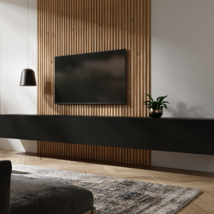 TV-meubel Kingston 280cm Mat Zwart