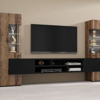 TV-meubel Set Kodi 4 deuren Klooster Eik/Zwart