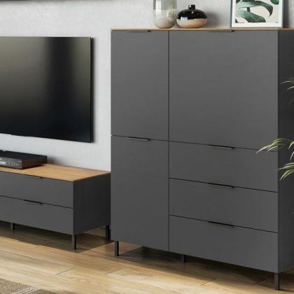 Opbergkast Califa 3 deuren 3 lades Navarra Eik/Grafiet