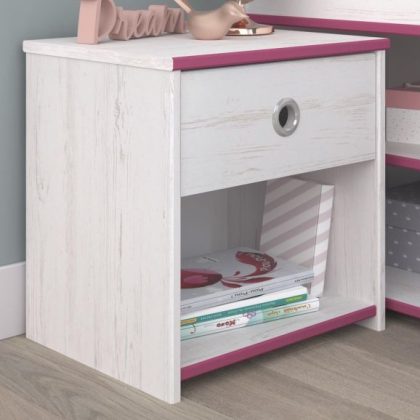 Kindernachtkastje Smookie Wit/Roze